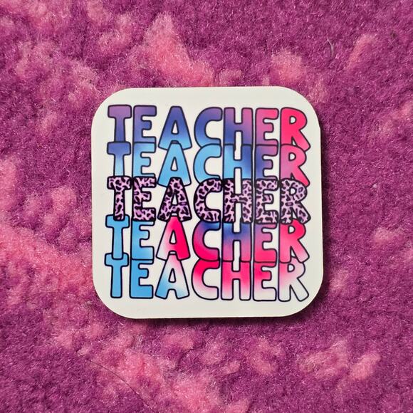 Teacher Blue Handmade Square Refrigerator Magnet - Picture 3 of 3